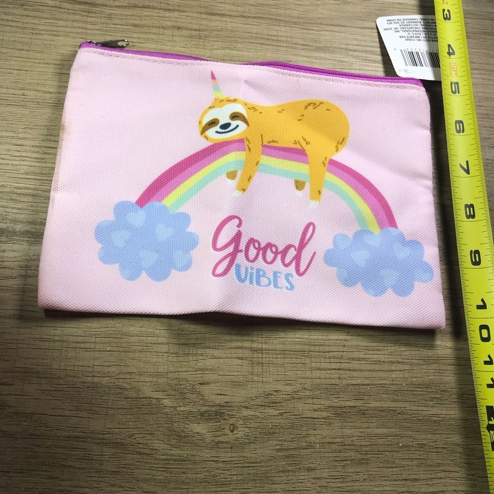Pink Sloth Rainbow Makeup bag Pouch - Good Vibes - Picture 5 of 5